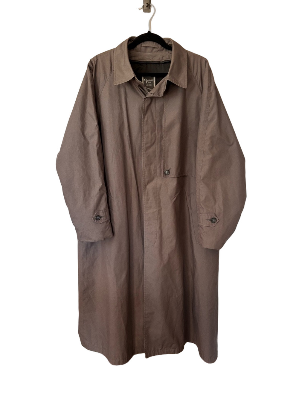 Vintage Christian Dior Monsieur Trench Coat 42R/L Wool Liner Taupe Classic
